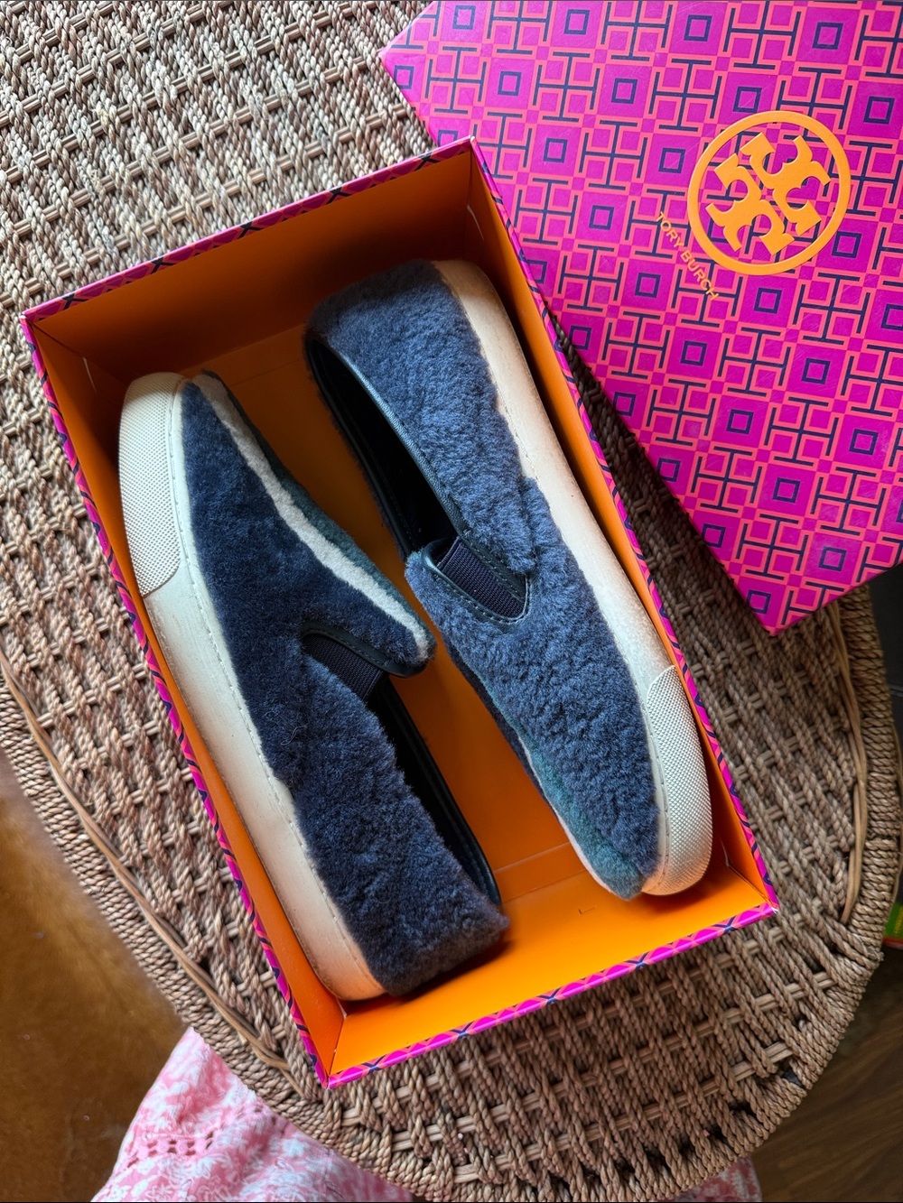 Tory Burch Bamford Colour-Block Shearling Plimsolls Slip On Sneakers (Size 9)